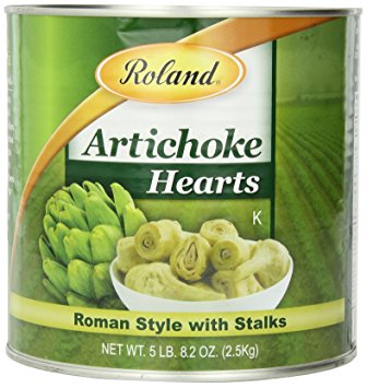 Roland Foods Artichoke Hearts, Roman Style with Stalks, 81 Ounce