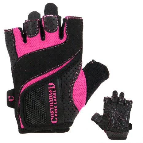 Contraband Pink Label 5137 Womens Weight Lifting Gloves w/ Grip-Lock Padding (PAIR)