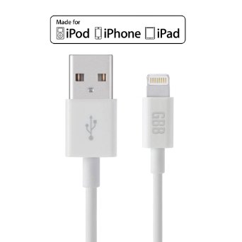 [Apple MFi Certified] 3Ft/0.9M Lightning to USB Cable For iPhone 6/6s Plus,5/5s/5c/SE, iPad 4th Gen iPad Air MINI,Speed Sync & Charging Cable/Adapter (White)-By GBB