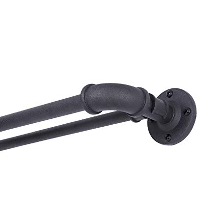 Sun Zero Bronn Wrap Around Window Double Curtain Rod, 36-66", Matte Black