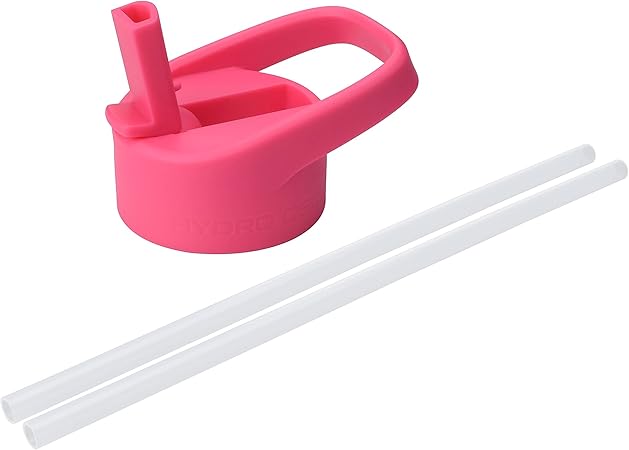 HYDRO CELL Sports Cap w/Straw for Wide Mouth Water Bottles - BPA Free Flip Spout Replacement Lid - 64 oz, 40 oz, 32 oz, 24 oz, 18 oz, 14 oz. Sports Top Accessories (Pink Sports Cap, 64oz)