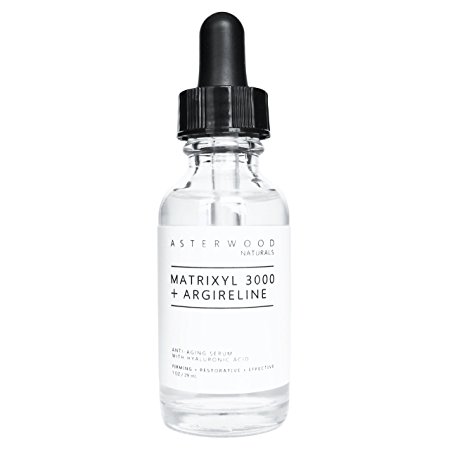 MATRIXYL 3000 30% + ARGIRELINE Peptide 30% 1 oz Serum + Organic Hyaluronic Acid 20% - Wrinkle / Aging Fighting - Powerful Line Remover Collagen Booster ASTERWOOD NATURALS Liquid Face Lift in a Bottle