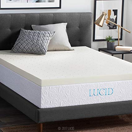 Lucid 3-Inch Ventilated Memory Foam Mattress Topper 3-Year Warranty, Full XL
