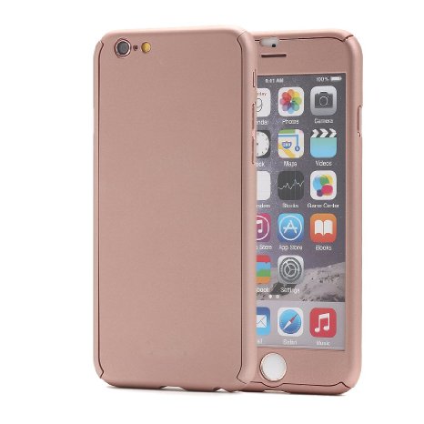 iPhone 6S Plus Case Pandawell8482 360 Degree All-round Full Body Protection Hard Slim Case with Tempered Glass Screen Protector for Apple iPhone 6 Plus  6S Plus 55 inch Rose Gold