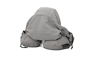 Lights Out - 1st Block Out The World Travel Pillow - (Gray) with Hoodie, Germ Shield and Contour Neck Support. Perfect Travel Pillow for Sleeping in Car, Air, Bus, Train and for Every College Student
