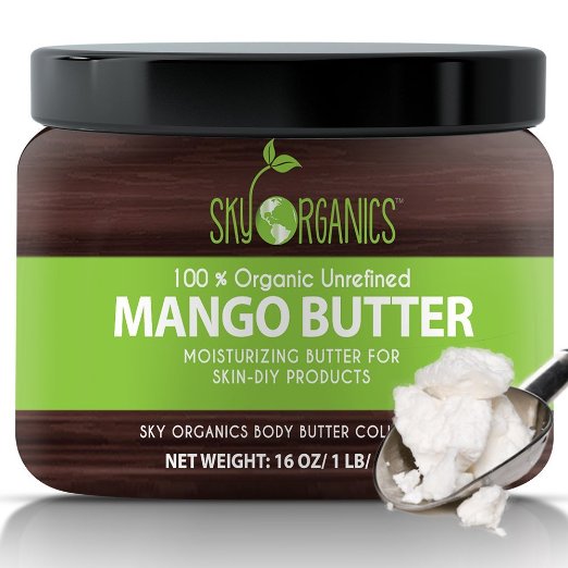 Best Raw Mango Butter by Sky Organics 16oz- 100 Pure Unrefined Organic Mango Butter-Skin Nourishing Moisturizing and Healing for Dry Skin Hair Shine - For Skin Care Hair Care and DIY- Made in USA