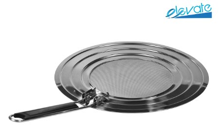 Splatter Screen Grease Splatter Guard with Heavy-Duty Folding Handle - Stainless Steel Screen Cover - Fits Most Frying Pans & Other Cooking Pots & Pans - Stronger Handle Than Other Pan Covers