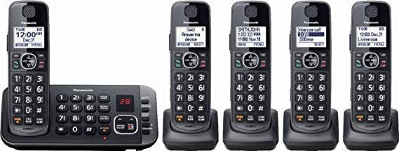 Panasonic - KX-TGE645M DECT 6.0 Expandable Cordless Phone System Digital Answering System - Metallic Black