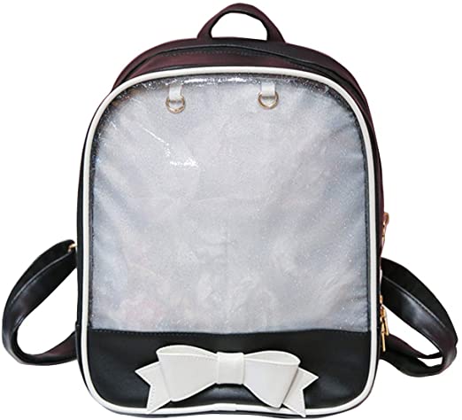 Ita Bag Backpack with Bowknot Design Pins Display Transparent Window Daypack Satchel