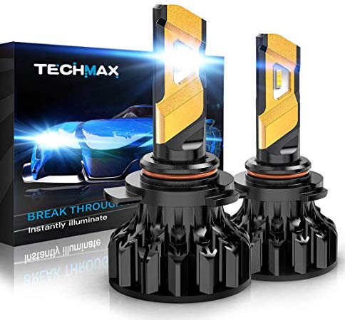 TECHMAX 9012 LED Headlight Bulb,360 Degree Adjustable Beam Angle Cree Chips 12000Lm 6500K Xenon White Extremely Bright HIR2 Conversion Kit of 2