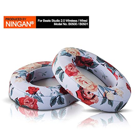 NINGAN Earpad Cushions For Beats By Dr. Dre. Headphones - Replacement Ear Cups Covers For Stuido 3 & 2.0 Wired / Wireless B0500 / B0501 Headphones (Floral)
