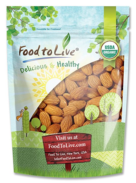 Organic Almonds by Food To Live (Raw, No Shell, Unpasteurized, Unsalted, Bulk) — 8 Ounces