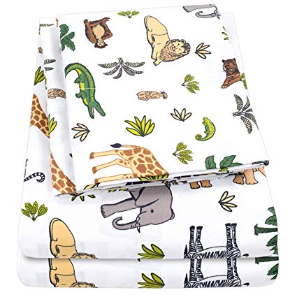 1500 Supreme Kids Bed Sheet Collection - Fun Colorful and Comfortable Boys and Girls Toddler Sheet Sets - Deep Pocket Wrinkle Free Hypoallergenic Soft and Cozy Bedding - Full, Wild Animal Kingdom