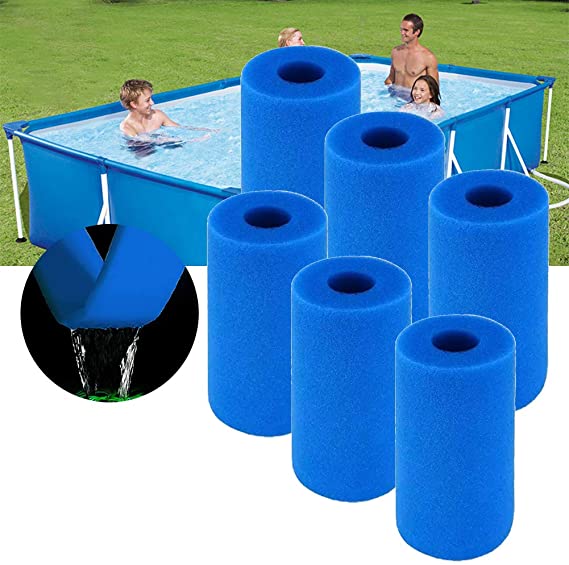Swimming Pool Filter Foam Cartridge for Type A, Reusable Washable Filter Sponge Cleaner for Pool,Compatible with Intex Type A 6 Pack