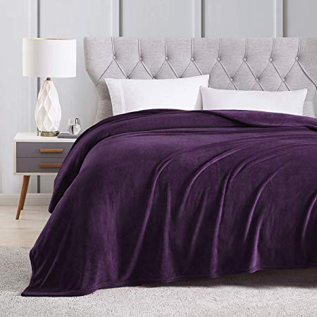EXQ Home King Size Purple Fleece Blanket Cozy Microfiber Luxury Flannel Throw Blankets for Bed(Lightweight,Super Soft&Warm,Non Shedding)