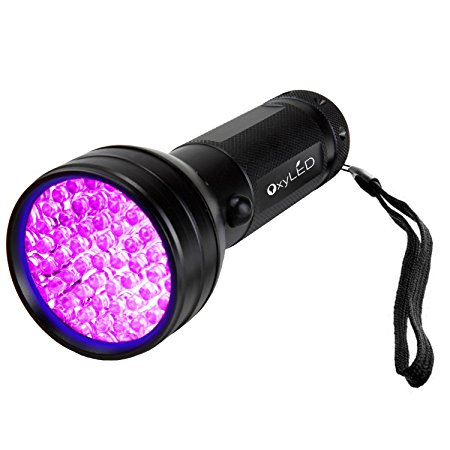 OxyLED 51 LED 395 nm UV Ultraviolet Blacklight Flashlight - Spot Scorpions, Pet Urine, Counterfeit Money, Bed Bugs, Minerals, Leaks