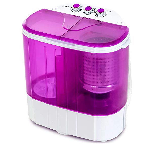 Portable Washing Machine, Kuppet 10lbs Compact Mini Washer, Wash&Spin Twin Tub Durable Design to Wash All your Laundry or Swim Suit for Apartments, Dorms, RV Camping (Purple)