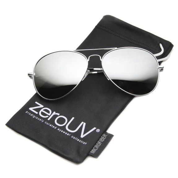 zeroUV - FULL MIRROR Mirrored Metal Aviator Sunglasses