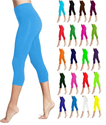 Lush Moda Seamless Capri Length Basic Cropped Leggings - Variety of Colors