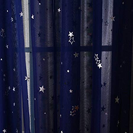 AliFish 1 Panel Shiny Cute Little Star Pattern Multicolor Available Decorative Window Treatment Kids Room Sheer Curtain/Panel/Drapes for Living Room for Boys Girls Bedroom W52 x L63 inch
