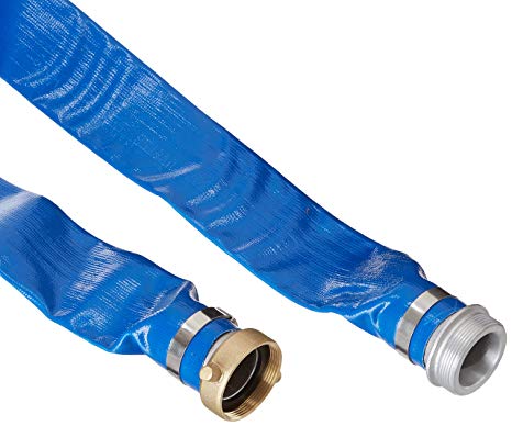 Apache 98138040 2" x 25' Blue PVC Lay-Flat Discharge Hose with Aluminum Pin Lug Fittings