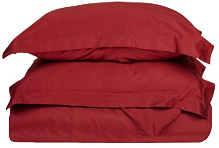 Superior 100% Premium Combed Cotton, 300 Thread Count 2 Piece Duvet Cover Set with 1 Pillow Sham, Single Ply Cotton, Soft and Luxurious Bedding Sets - Twin Duvet Cover, Burgundy