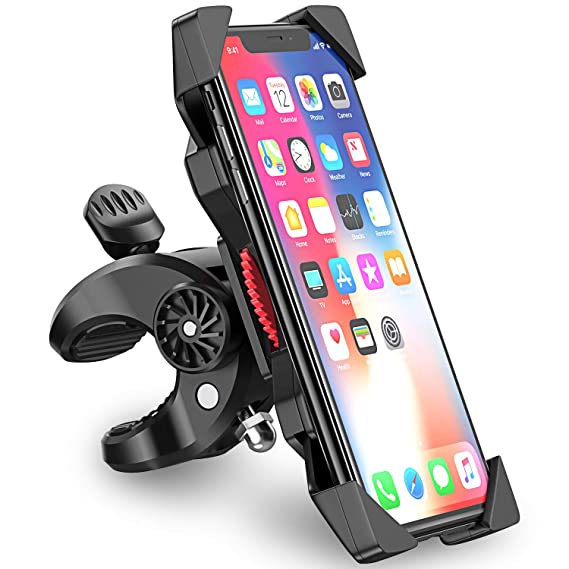 Bike Phone Mount, Pobon Anti-Shake Motorcycle Phone Mount Bike Phone Holder, 360° Adjustable Universal Cradle Clamp for iPhone 11 Pro Max/XR/XS Max/X/8 Plus, Samsung Galaxy S20/S10 Plus/S10e/S10/S9 Plus/Note 9