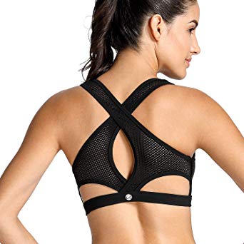 CRZ YOGA Women's Active X-Back Soft Yoga Bra Sports Bra with Removable Cups