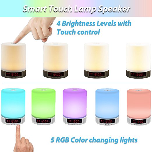 iHangy smart Touchlamp Bluetooth Speaker with 4-level brightness,Portable Wireless Speaker, Alarm Clock,Hands-Free with Mic,Support TF Card for Smartphones and All Audio Enabled Devices