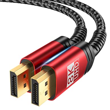 8K DisplayPort Cable 1.4, JSAUX DP Cable 15ft（8K@60Hz, 2K@240Hz, 4K@144Hz, 32.4Gbps）, Display Port to Display Port Cable 1.4 (DP to DP Cable) Compatible for Gaming Laptop TV PC Computer Monitor-Red