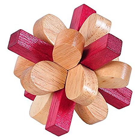 KINGOU Wooden Double Color Plum Lock Lilac Locks Logic Puzzle Burr Puzzles Brain Teaser Intellectual Assembly Toy