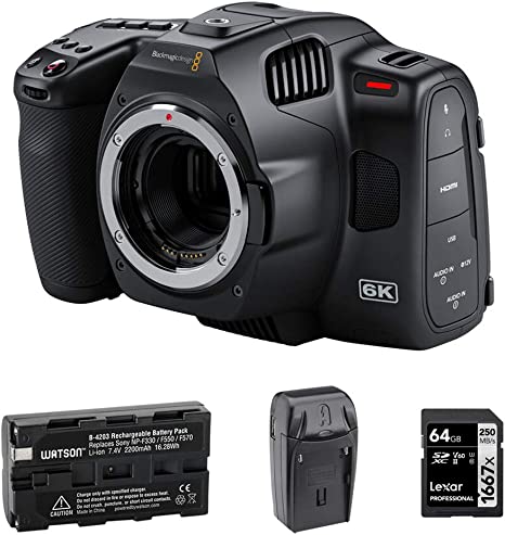 Blackmagic Design Pocket Cinema Camera 6K Pro Bundle with 64GB Pro Memory Card, Li-Ion Battery Pack & Charger