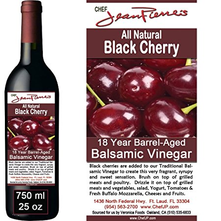 Black Cherry Traditional Barrel Aged 18 Years Italian Balsamic Vinegar 100% All Natural 750ml (25oz)