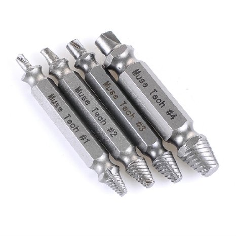 Screw Extractor and Damaged Screw Remover - Set of 4 Stripped Screw Extractor and Bolt Extractor