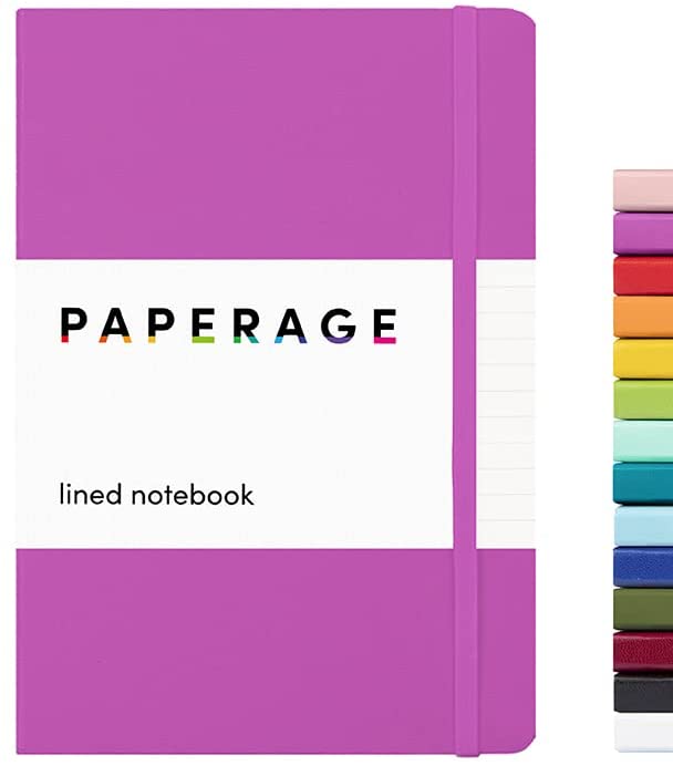 PAPERAGE Lined Journal Notebook, (Raspberry), 160 Pages, Medium 5.7 inches x 8 inches - 100 GSM Thick Paper, Hardcover