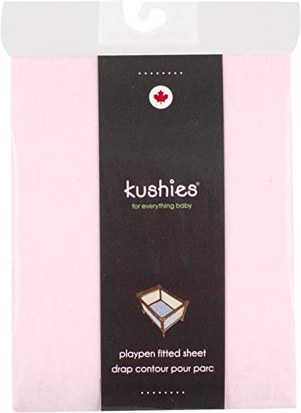 Kushies Pack N Play Playard Sheet, Soft 100% breathable cotton flannel, Made in Canada, Pink