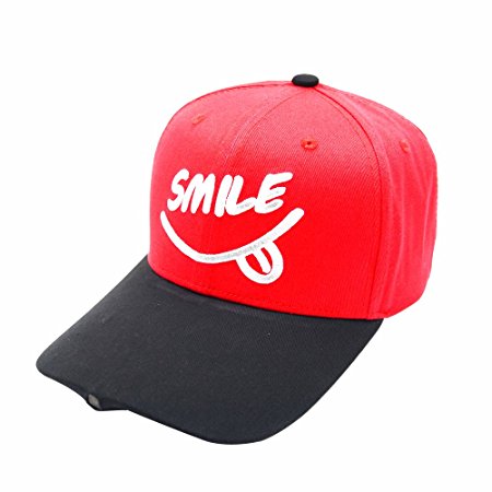 iMaxime Wearable Live Streaming Hat Cap Camera HD 1080P Spy Hat Cap Hidden Camera For Biking Cycling Hiking Fishing Outdoor Sports (SmileRed) (Red)