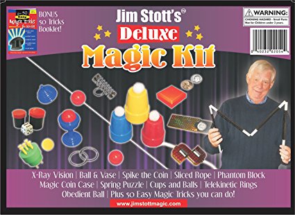 Jim Stott's 'Deluxe Magic Kit' Magic Set For Kids, Boys, and Girls Of All Ages Featuring Cups and Balls, Ball and Vase, Spiked Coin, Penny to Dime, Instructional Videos and More!