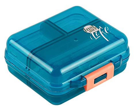 Bidear Pill Case Small Travel Vitamin Tablet Organizer Fish Oil Container Box for Purse Pocket, 7 Compartments (Green)