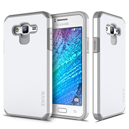 Galaxy J7 Case, RANZ Grey with White Hard Impact Dual Layer Shockproof Bumper Case For Samsung Galaxy J7/ SM-J700/ J7 Duos (2015 Released)