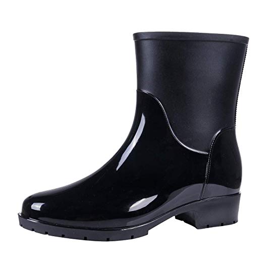 Evshine Women's Mid Calf Rain Boots Lady Anti-Slip Rain Boot Waterproof Rubber Booties