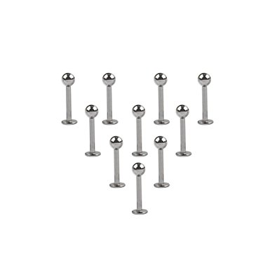 Ruifan 10PCS 16G Stainless Steel 3mm Ball Labret Monroe Lip Ring/ Tragus/ Helix Earring Stud Barbell Body Piercing Jewelry