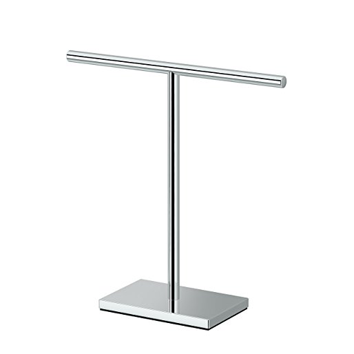 Gatco 1444C Modern Rectangle Base Bathroom Counter Top Hand Towel Holder, 11.13" Height, Chrome