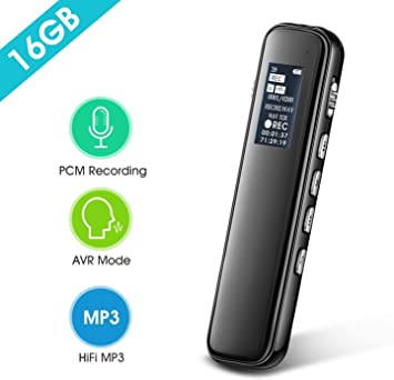Voice Activated Digital Audio Recorder, iRULU 16GB PCM HD Stereo Noise Reduction Recorder with Playback, Easy Operation Recording Device for Lecture Interview Meeting