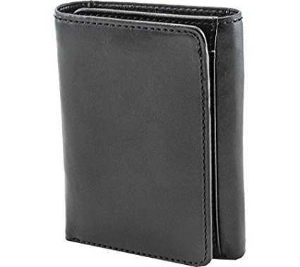 Tony Perotti Mens Italian Cow Leather Trifold Clutch Wallet with ID and Coin Pouch in Black