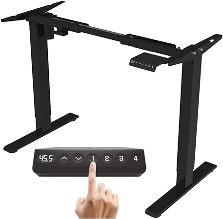 FLEXISPOT EN1B DIY Adjustable Desk Frame Electric Sit Stand Desk Base Home Office Standing Desk with 4 Touch-Sensitive Memory Buttons and LED Height Display(Black Frame Only)