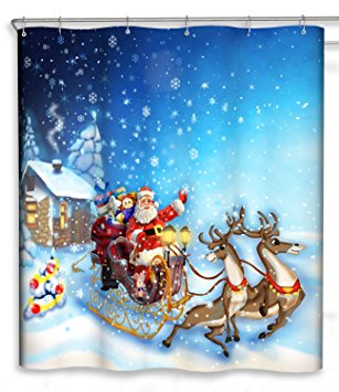 Chunyi Merry Christmas Bathroom Decoration Polyester Fabric Shower Curtains Liner 7272" (Christmas Snow)