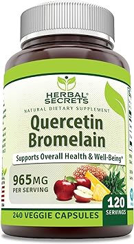 Herbal Secrets Quercetin 800mg with Bromelain 165mg, Veggie Capsules Supplement | Non-GMO | Gluten Free | Made in USA (865 mg, 240, Count)