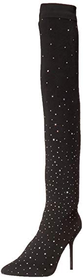 Betsey Johnson Blue Women's SB-Jozie Over The Knee Boot, Black/Clear