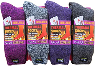 Polar Extreme Thermal Sock Extra Heavy Acrylic Winter Marled Socks 2-Packs Random Colors